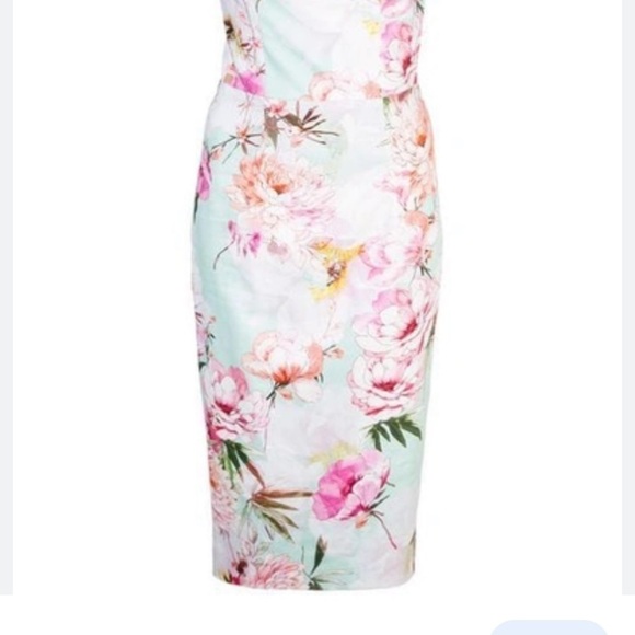 Black Halo Montego Mint Green Floral Halter Midi Dress - Picture 5 of 8